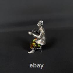 3 Vittorio Angini Murano Glass Sterling Silver Computer Table Man vntg Figurine