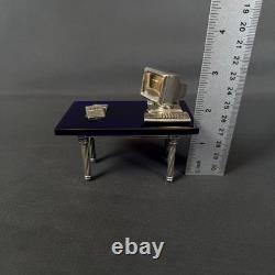 3 Vittorio Angini Murano Glass Sterling Silver Computer Table Man vntg Figurine