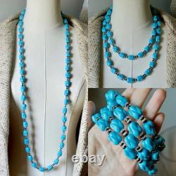 44 Sterling Silver Antique Glass Beaded Necklace