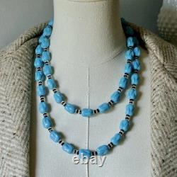 44 Sterling Silver Antique Glass Beaded Necklace