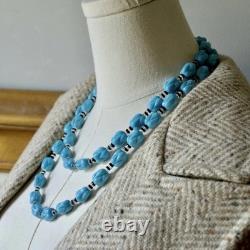 44 Sterling Silver Antique Glass Beaded Necklace