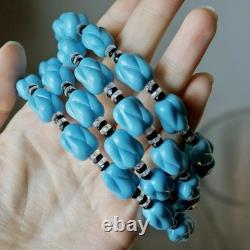 44 Sterling Silver Antique Glass Beaded Necklace