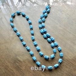 44 Sterling Silver Antique Glass Beaded Necklace