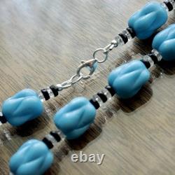 44 Sterling Silver Antique Glass Beaded Necklace