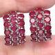 4 Mm. Red Heated-ruby Earrings 925 Sterling Silver White Gold Plated