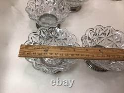(4) Tiffin Franciscan Early Pressed Glass Sterling Silver Base Berry Bowls Mint