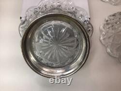 (4) Tiffin Franciscan Early Pressed Glass Sterling Silver Base Berry Bowls Mint