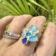 5 Blue Genuine Caribbean Sea Glass Sterling Silver Ring Size 8