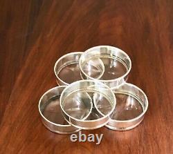 (5) Tiffany Sterling Silver & Cut Glass Coasters No Monogram