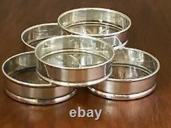 (5) Tiffany Sterling Silver & Cut Glass Coasters No Monogram