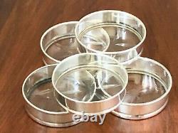 (5) Tiffany Sterling Silver & Cut Glass Coasters No Monogram