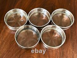 (5) Tiffany Sterling Silver & Cut Glass Coasters No Monogram