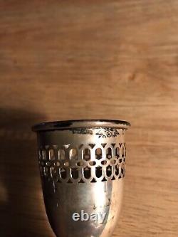 5 Vintage Antique Toasting Etched Glass With Sterling Silver Base