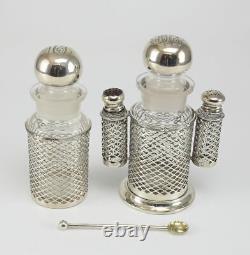 5pc Meriden Britannia Company Sterling Silver & Glass Condiment Set Makers Mark