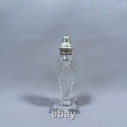 6.5 Antique English Sterling Silver Lid & Cut Glass Footed Sugar Shaker