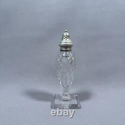 6.5 Antique English Sterling Silver Lid & Cut Glass Footed Sugar Shaker