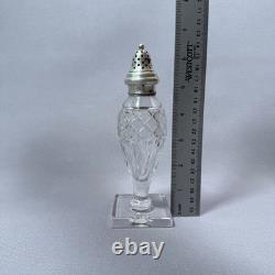 6.5 Antique English Sterling Silver Lid & Cut Glass Footed Sugar Shaker