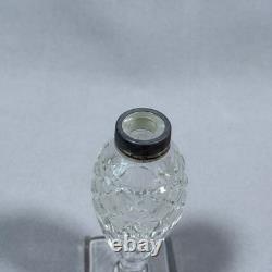 6.5 Antique English Sterling Silver Lid & Cut Glass Footed Sugar Shaker