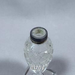 6.5 Antique English Sterling Silver Lid & Cut Glass Footed Sugar Shaker