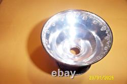 6 Antique Sherbet Dish Floral Etched Glass Screw on Sterling Silver Base