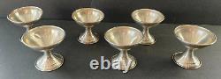 6 Sterling Silver Sherbet Dessert Dishes Blown Glass Inserts Signed Vtg Antique