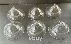 6 Sterling Silver Sherbet Dessert Dishes Blown Glass Inserts Signed Vtg Antique