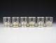 6pc American Sterling Silver Overlay On Glass Shot Glasses, C1930 Lined Design