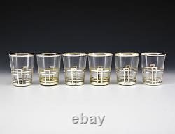 6pc American Sterling Silver Overlay on Glass Shot Glasses, c1930 Lined Design