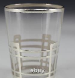 6pc American Sterling Silver Overlay on Glass Shot Glasses, c1930 Lined Design