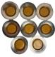 8 Antique Art Deco Depasse Pearsall Sterling Silver Overlay Amber Glass Plates