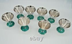 8 David Andersen Norway Sterling Silver Cocktail Glasses Enameled