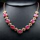8 X 9 Mm. Cabochon Red Ruby & Simulated Cz Necklace 18 925 Sterling Silver