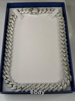 925 STERLING SILVER CUBAN CHAIN SWAROVSKI CRYSTAL 20'' Discounted For Fast Sale
