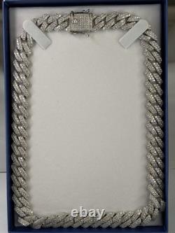 925 STERLING SILVER CUBAN CHAIN SWAROVSKI CRYSTAL 20'' Discounted For Fast Sale