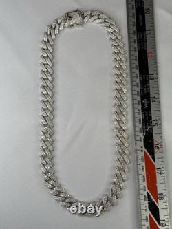 925 STERLING SILVER CUBAN CHAIN SWAROVSKI CRYSTAL 20'' Discounted For Fast Sale