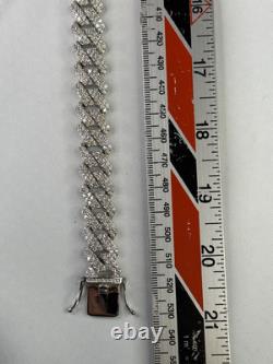 925 STERLING SILVER CUBAN CHAIN SWAROVSKI CRYSTAL 20'' Discounted For Fast Sale