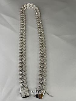 925 STERLING SILVER CUBAN CHAIN SWAROVSKI CRYSTAL 20'' Discounted For Fast Sale