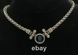 925 Silver & 18K GOLD Vintage Glass Art Angels Wheat Chain Necklace NE1638
