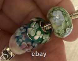 925 Sterling GENUINE PANDORA BRACELET w BOX & 16 MURANO & PERSONA Charms 52.8g