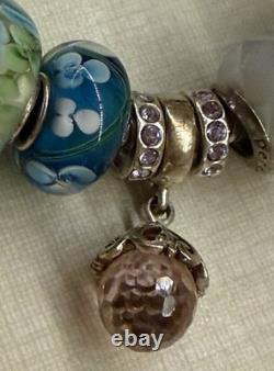 925 Sterling GENUINE PANDORA BRACELET w BOX & 16 MURANO & PERSONA Charms 52.8g