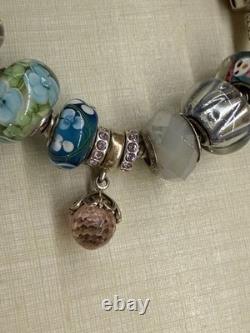 925 Sterling GENUINE PANDORA BRACELET w BOX & 16 MURANO & PERSONA Charms 52.8g