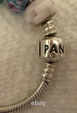 925 Sterling GENUINE PANDORA BRACELET w BOX & 16 MURANO & PERSONA Charms 52.8g
