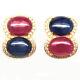 925 Sterling Silver 12 X 15 Mm. Blue Sapphire, Ruby & Zircon Earrings