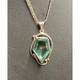 925 Sterling Silver And Green Art Glass Pendant Necklace Sky