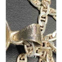 925 Sterling Silver And Green Art Glass Pendant Necklace Sky