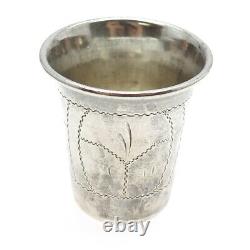 925 Sterling Silver Antique Art Deco Engraved Shot Glass / Cup