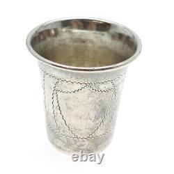 925 Sterling Silver Antique Art Deco Engraved Shot Glass / Cup