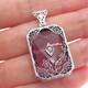 925 Sterling Silver Antique Art Deco Rhinestone & Lavender Glass Floral Pendant
