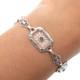 925 Sterling Silver Antique Rhinestone & Camphor Frosted Glass Bracelet 6.5