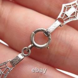 925 Sterling Silver Antique Rhinestone & Camphor Frosted Glass Bracelet 6.5